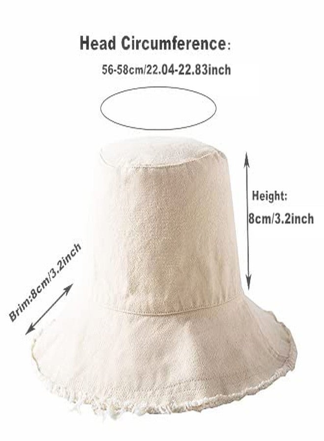 FGSS Bucket-Hat-Distressed Sun-Protection Washed-Cotton Beach-Sun-Hat - Summer-Wide-Brim(3.2inch Brim) Beach-Cap(Size:S-M) Beige - Image 2